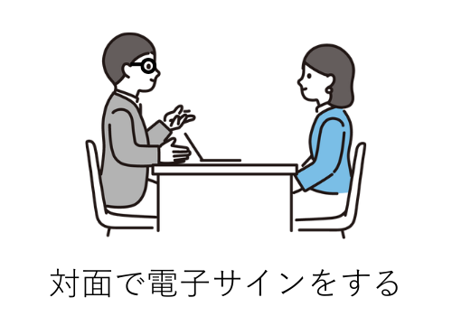 対面で電子サインをする画像